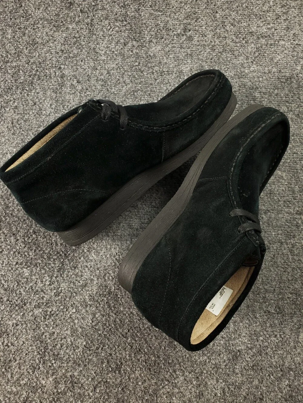 Clarks Stinson Hi Suede Chukka Boots Mens 10 Black Moc Toe Crepe Sole Wallabee